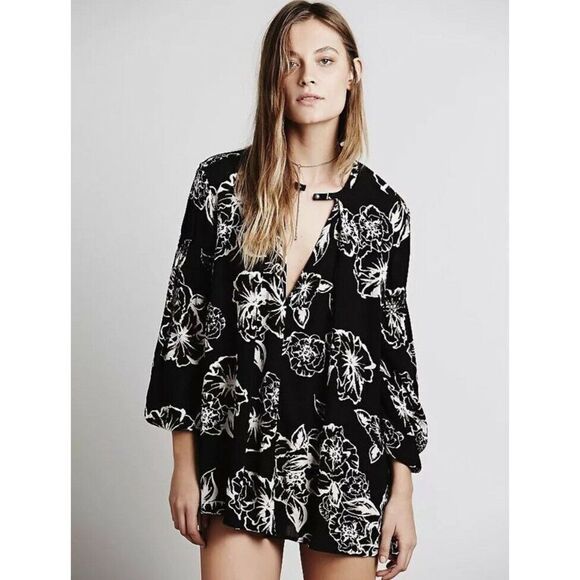 Free people long sleeve tree swing tunic mini dress - Picture 4 of 16